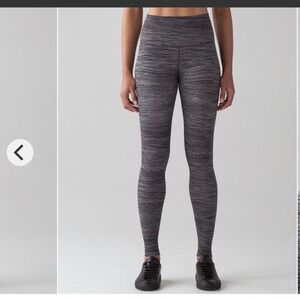 Lululemon Heathered Black Gray Leggings Size 10 High Rise Yoga Pilates